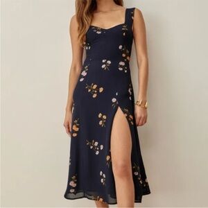 Reformation Floral Midi Dress - Navy and Floral